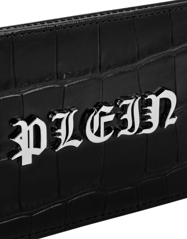 Philipp Plein|Crocco Printed Leather Credit Cards Holder Gothic Plein Card Holder