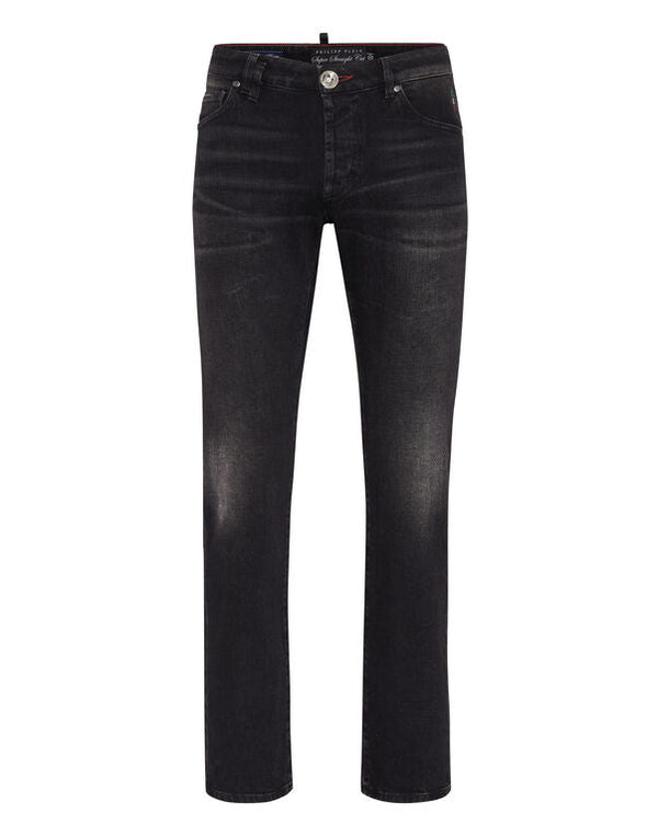 PHILIPP PLEIN Denim Trousers Super Straight Cut Tattoo