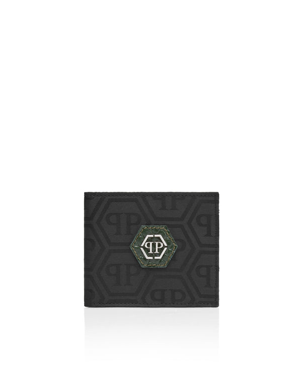 PHILIPP PLEIN Nylon and Leather French Wallet Monogram