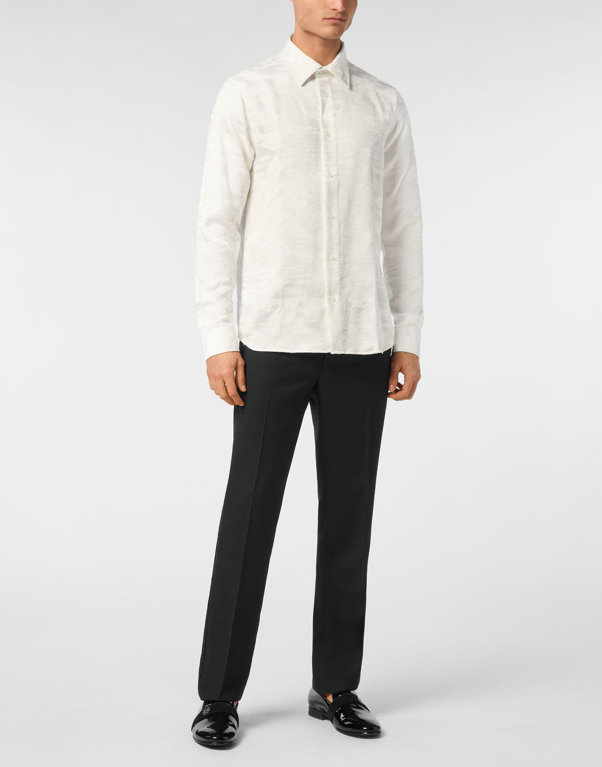 Philipp Plein|Shirt Sugar Daddy Cut LS Skull&Bones Men's Shirt