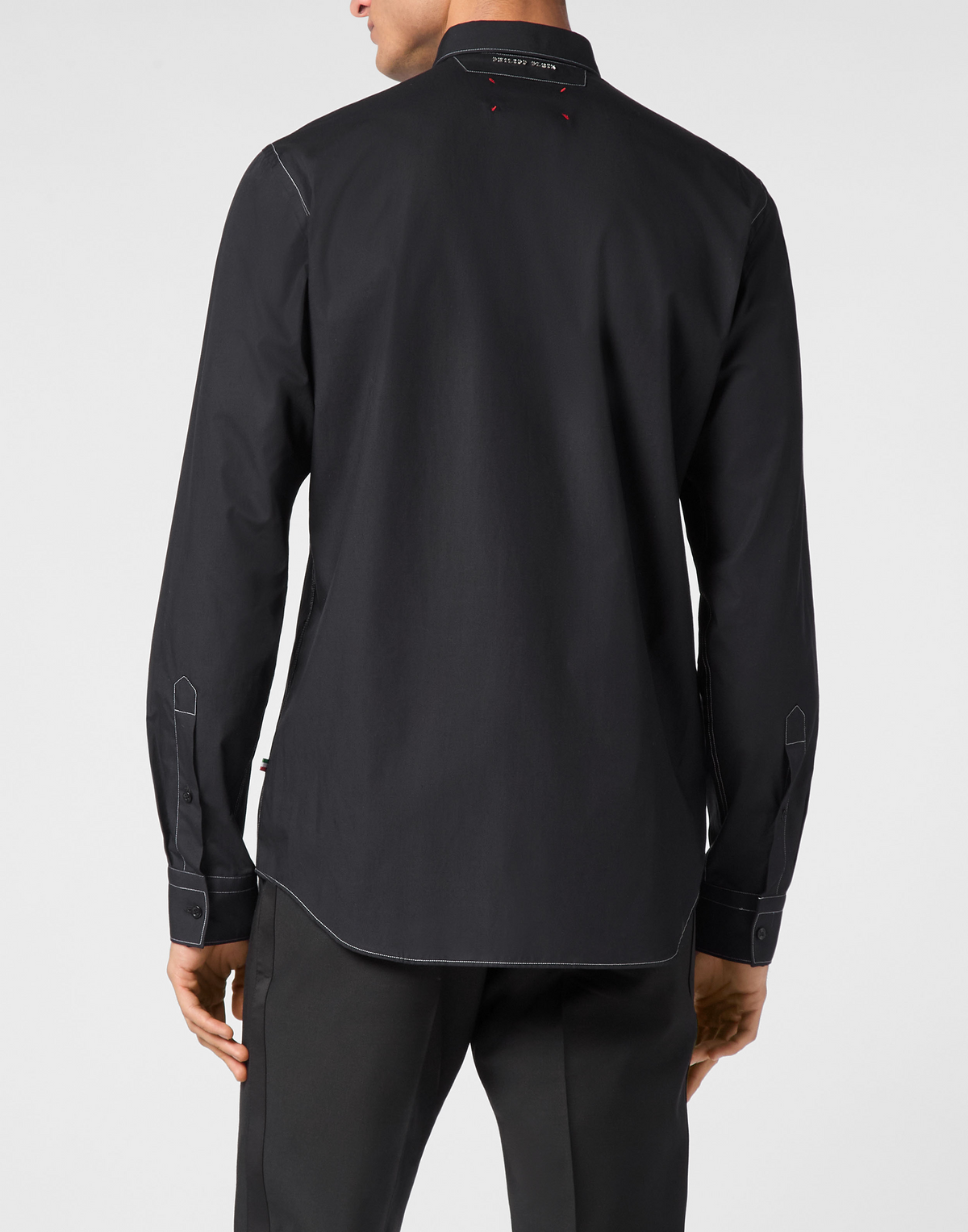 Philipp Plein｜Contrast Stitching Shirt Sugar Daddy Cut Long-Sleeve Men's Shirt