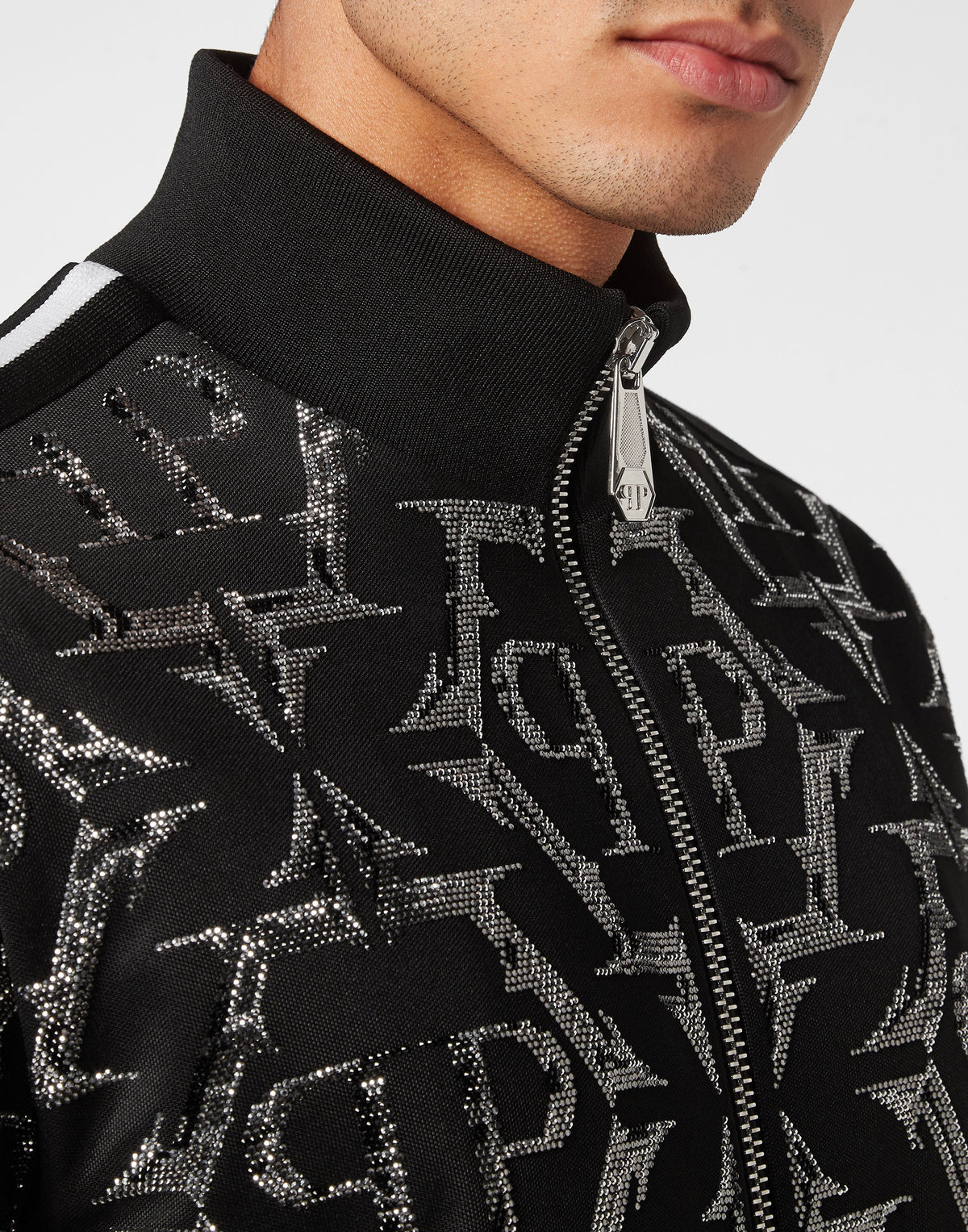 Philipp Plein｜Jogging Zipped Jacket Chrome black Men's Jacket