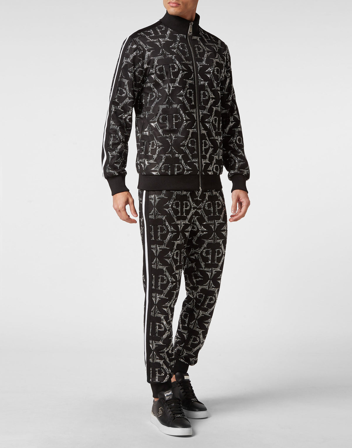 Philipp Plein｜Jogging Zipped Jacket Chrome black Men's Jacket