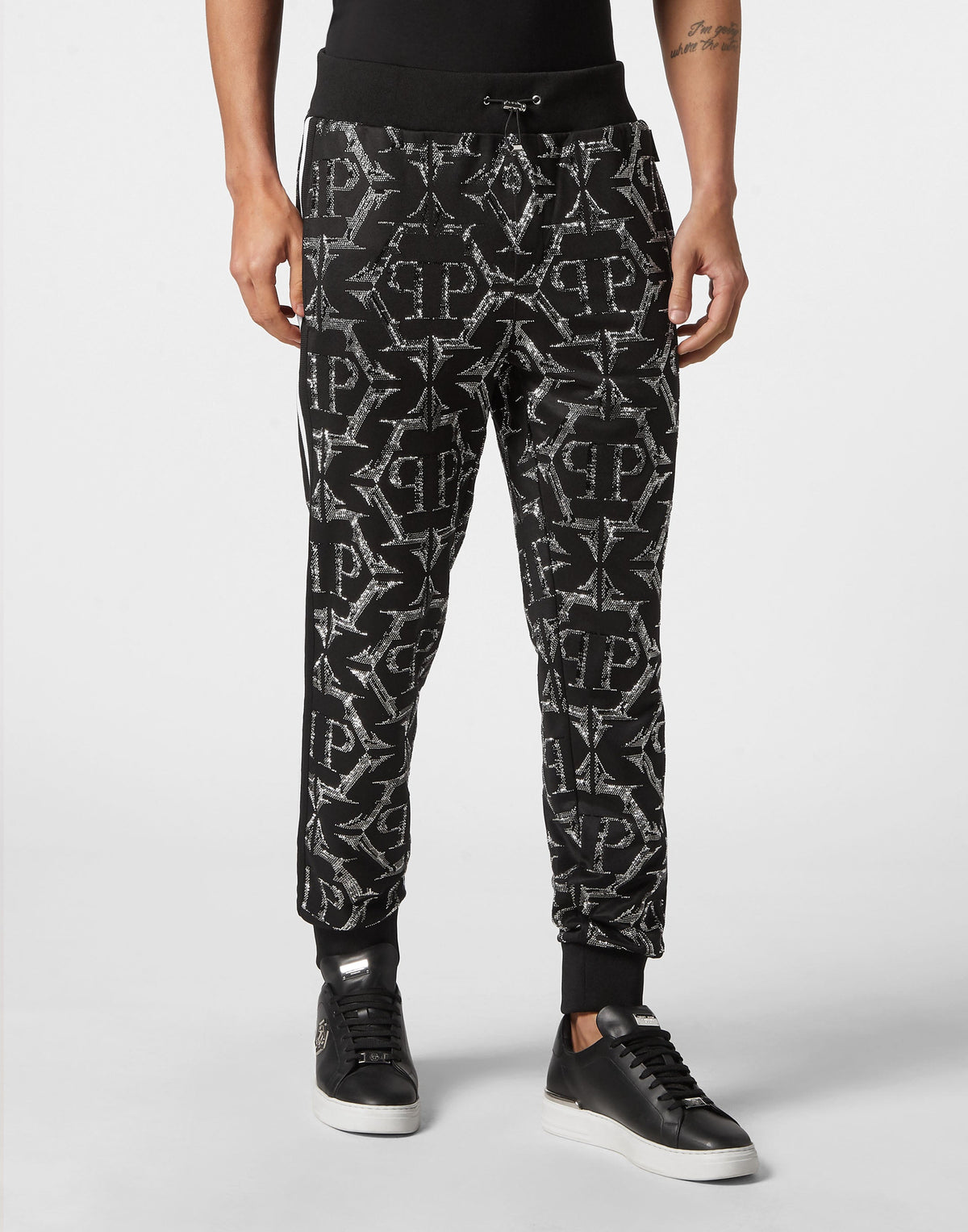 Philipp Plein｜Jogging Trousers Chrome black Men's Sweatpants