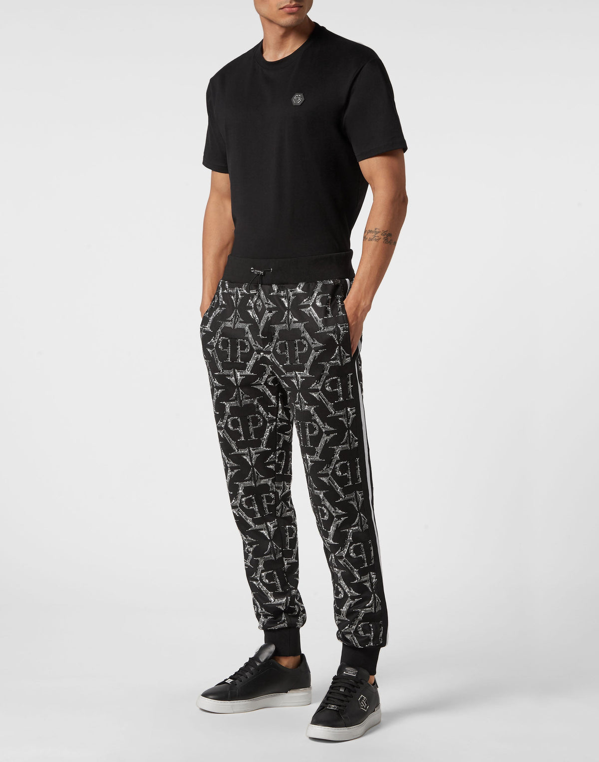 Philipp Plein｜Jogging Trousers Chrome black Men's Sweatpants
