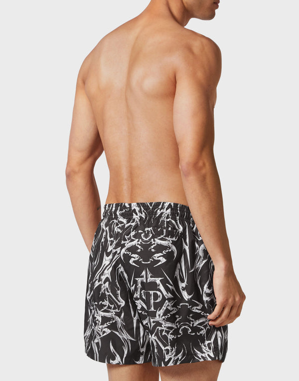 Philipp Plein｜Swim-Trunks Chrome black Men's Swim Trunks