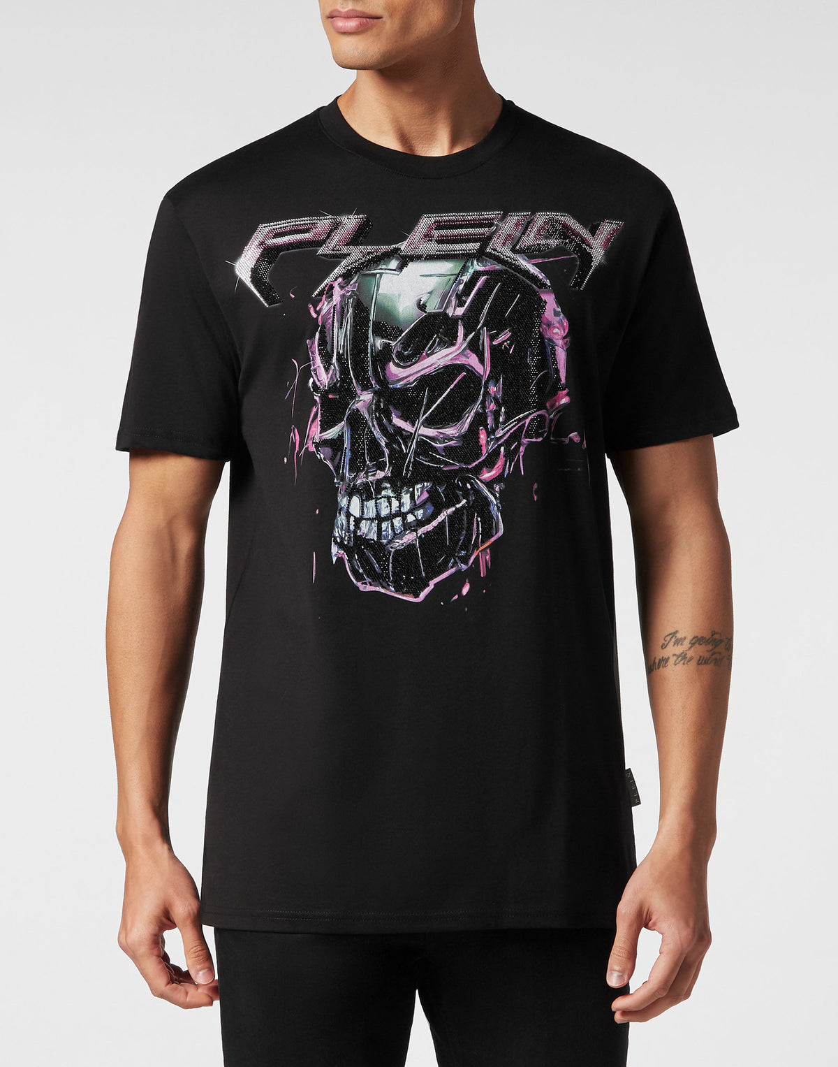 Philipp Plein｜T-shirt Round Neck SS Chrome black Men's T-Shirt