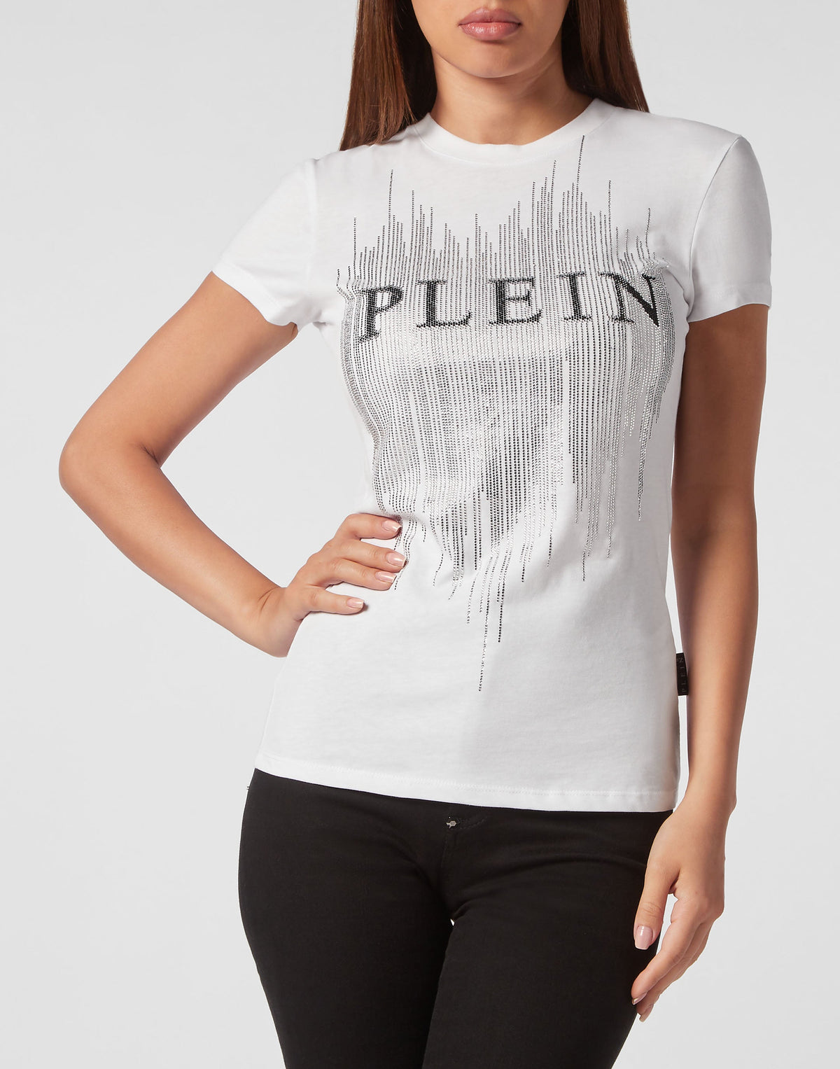 Philipp Plein｜T-shirt Round Neck Sexy Pure Fit white Women's T-Shirt