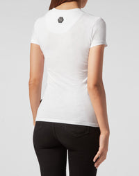 Philipp Plein｜T-shirt Round Neck Sexy Pure Fit white Women's T-Shirt