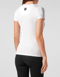Philipp Plein｜T-shirt Round Neck Sexy Pure Fit Hexagon white Women's T-Shirt