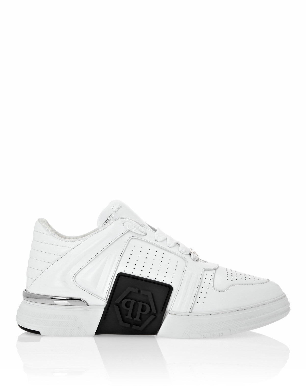 Philipp Plein｜Leather Lo-Top Sneakers white Men's Sneakers