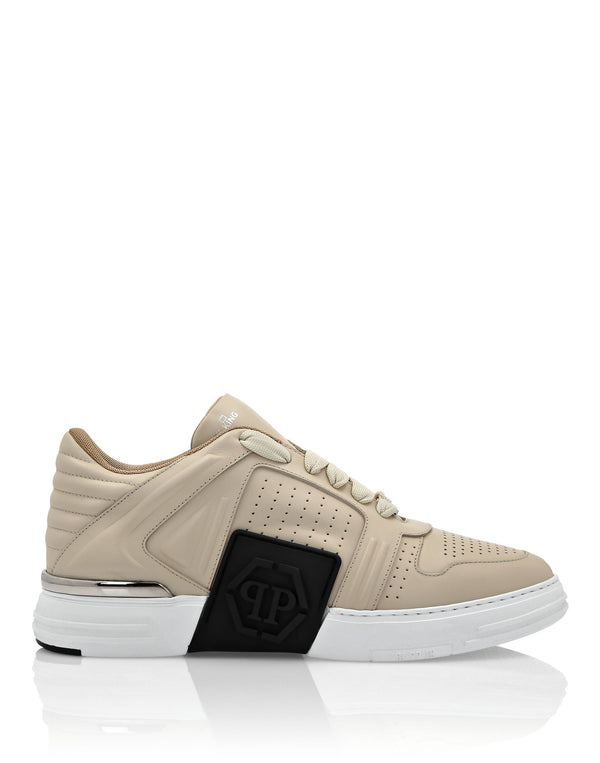 Philipp Plein｜Leather Lo-Top Sneakers beige Men's Sneakers
