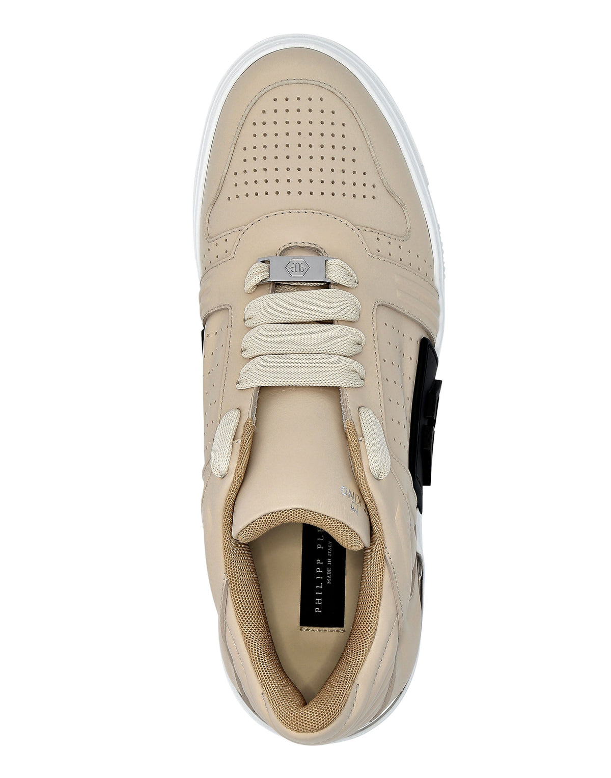 Philipp Plein｜Leather Lo-Top Sneakers beige Men's Sneakers