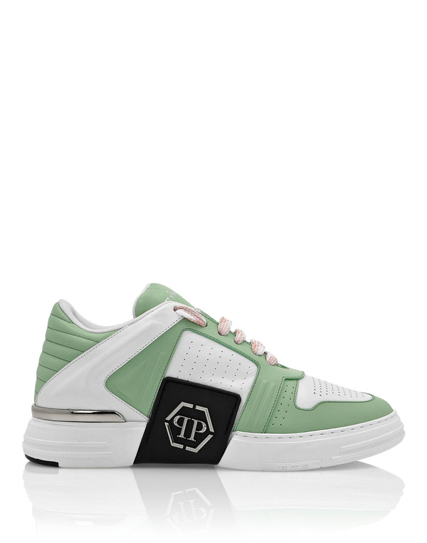 Philipp Plein｜Leather Lo-Top Sneakers Hexagon pink+green Men's Sneakers