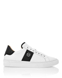 Philipp Plein｜Leather Lo-Top Sneakers Hexagon white / black Men's Sneakers