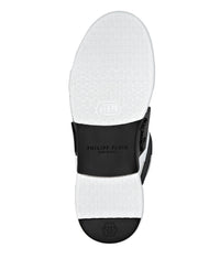 Philipp Plein｜Mix Leather Lo-Top Sneakers white / black Men's Sneakers