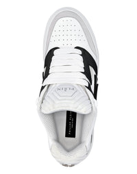 Philipp Plein｜Mix Leather Lo-Top Sneakers white / black Men's Sneakers