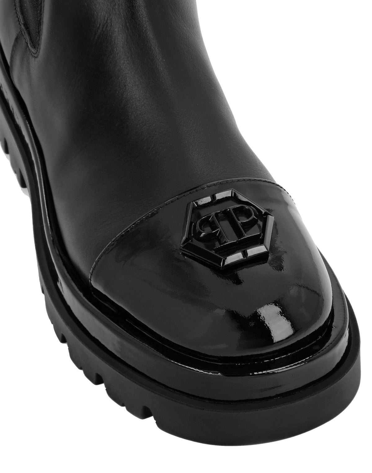 Philipp Plein｜Mid Flat Boots Hexagon black Women's Boots