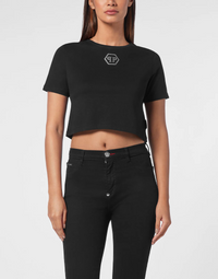 Philipp Plein｜T-shirt Round Neck SS Crystal Hexagon Women's T-Shirt