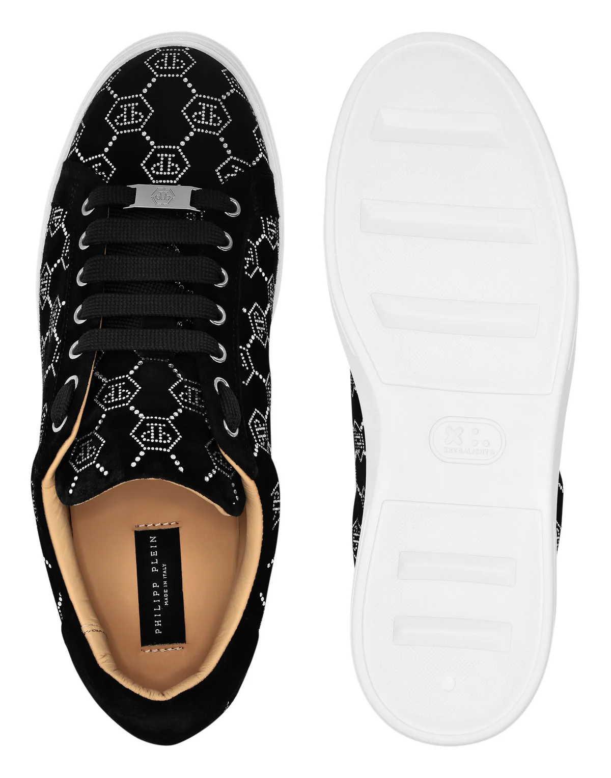 Philipp Plein｜Nappa Leather Lo-Top Sneakers Strass Monogram Men's Sneakers