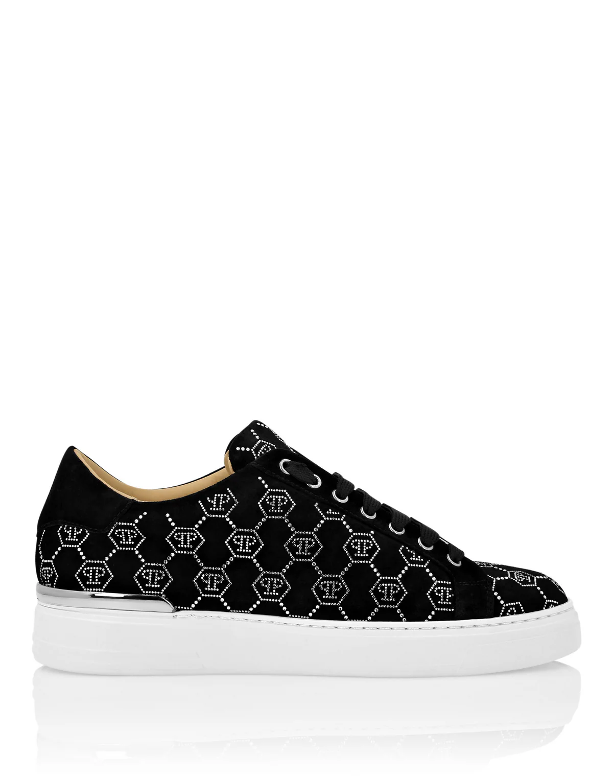 Philipp Plein｜Nappa Leather Lo-Top Sneakers Strass Monogram Men's Sneakers