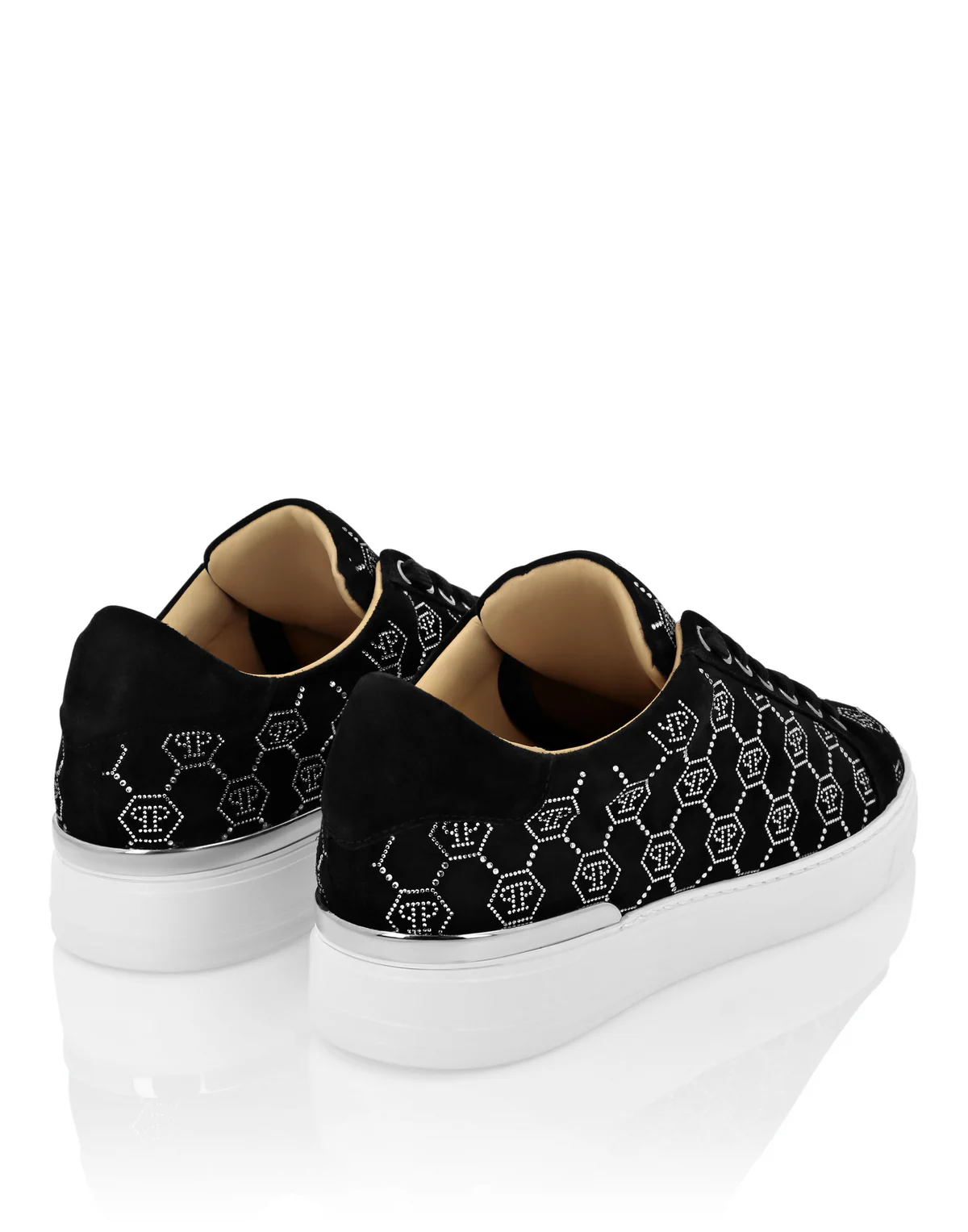 Philipp Plein｜Nappa Leather Lo-Top Sneakers Strass Monogram Men's Sneakers