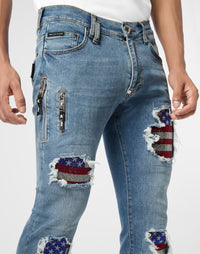 Philipp Plein｜Rock Star Fit Jeans American Flag Men's Jeans