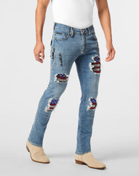 Philipp Plein｜Rock Star Fit Jeans American Flag Men's Jeans