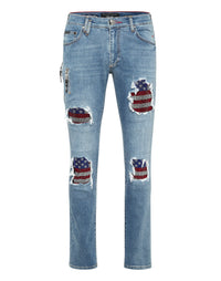 PHILIPP PLEIN Rock Star Fit Jeans American Flag