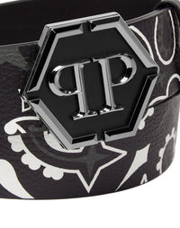 Philipp Plein｜Leather Belt Paisley Belt