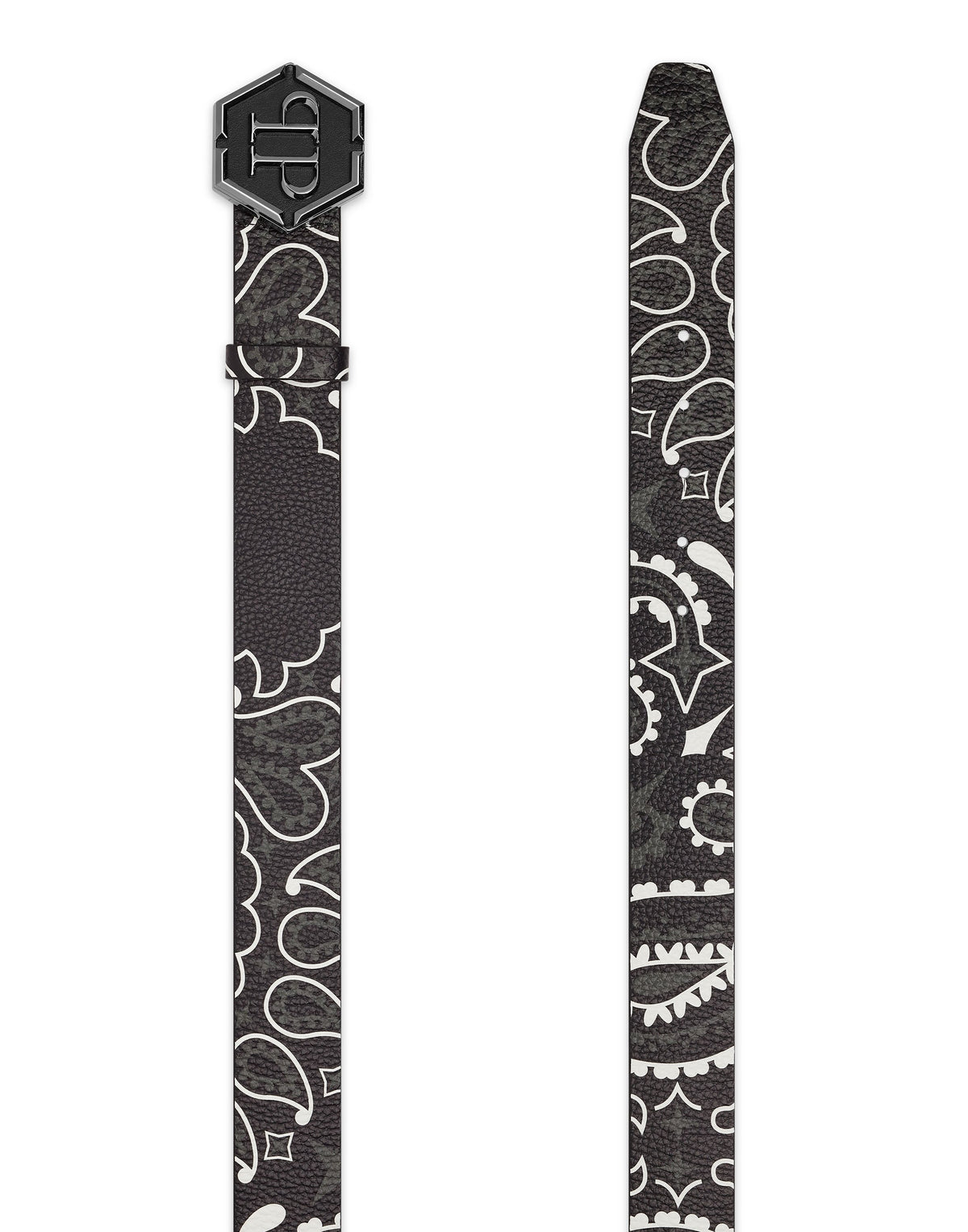 Philipp Plein｜Leather Belt Paisley Belt