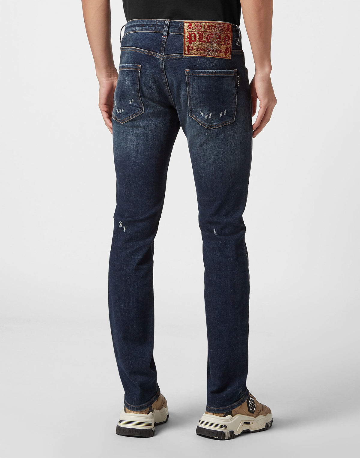 Philipp Plein｜Denim Trousers Super Straight Cut Fit Deep Ocean Men's Jeans