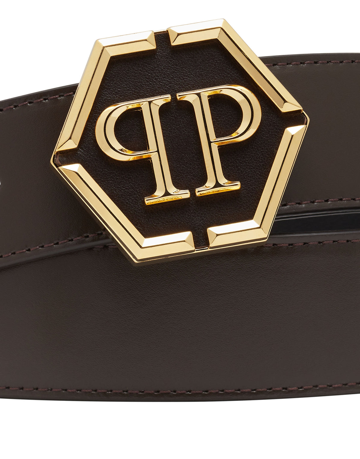 Philipp Plein｜Leather Belt Hexagon Belt