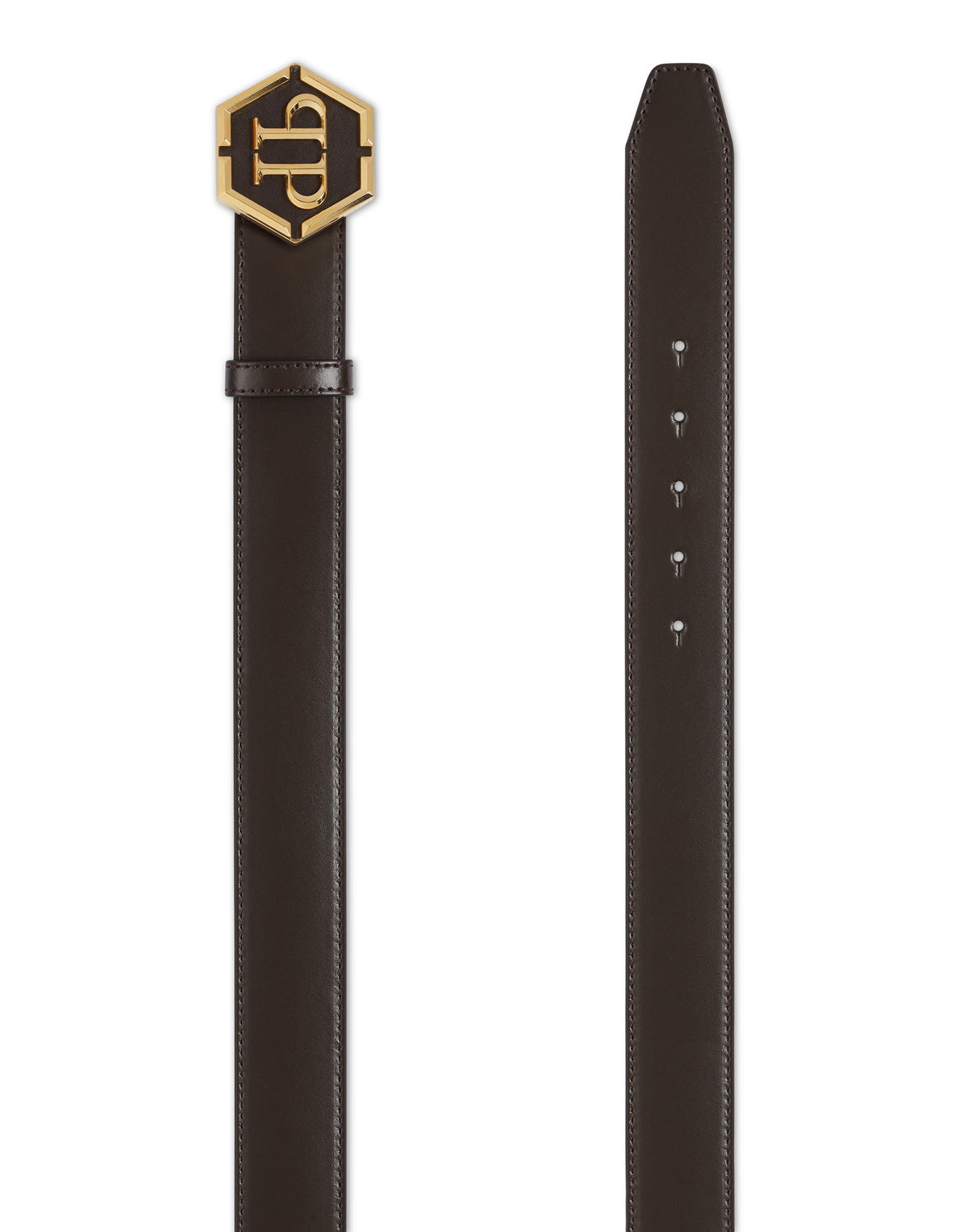 Philipp Plein｜Leather Belt Hexagon Belt