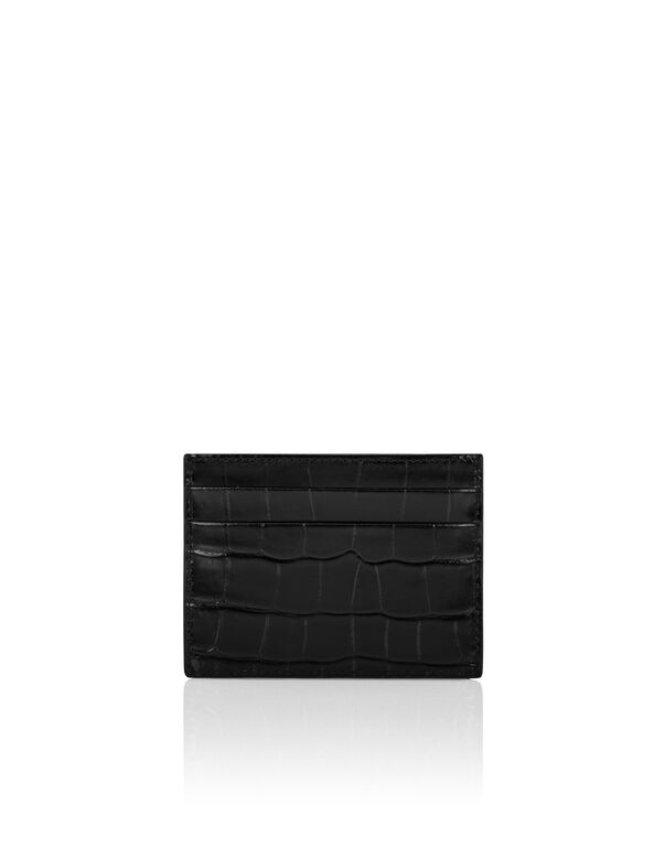 Philipp Plein｜Crocco Printed Leather Credit Cards Holder Gothic Plein Card Holder