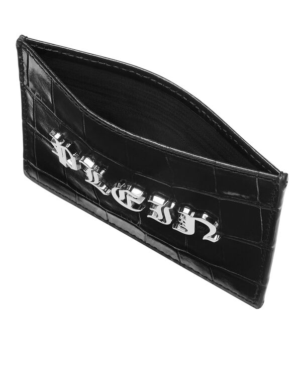 Philipp Plein｜Crocco Printed Leather Credit Cards Holder Gothic Plein Card Holder