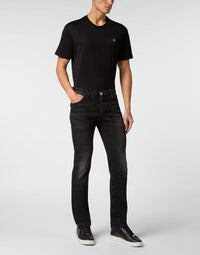 Philipp Plein｜Denim Trousers Super Straight Cut Tattoo Men's Jeans