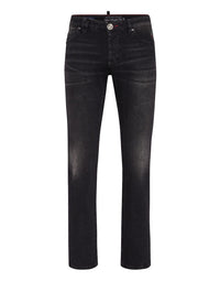 PHILIPP PLEIN Denim Trousers Super Straight Cut Tattoo