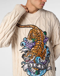 Philipp Plein｜Wool Blend Roundneck Tattoo Men's Sweater