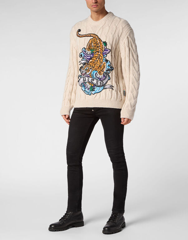 Philipp Plein｜Wool Blend Roundneck Tattoo Men's Sweater