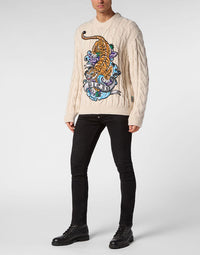 Philipp Plein｜Wool Blend Roundneck Tattoo Men's Sweater