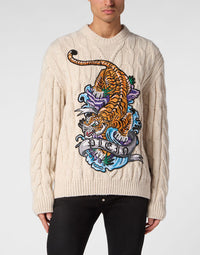 Philipp Plein｜Wool Blend Roundneck Tattoo Men's Sweater