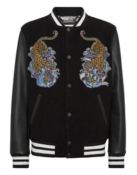 PHILIPP PLEIN College Bomber with Woolen cloth base with stones Tattoo