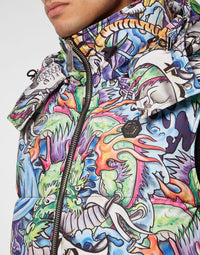 Philipp Plein｜Nylon Down Jacket Vest Tattoo Men's Jacket