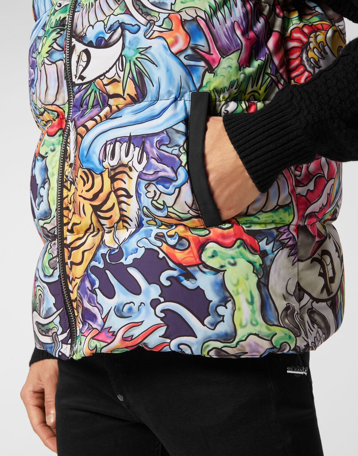 Philipp Plein｜Nylon Down Jacket Vest Tattoo Men's Jacket
