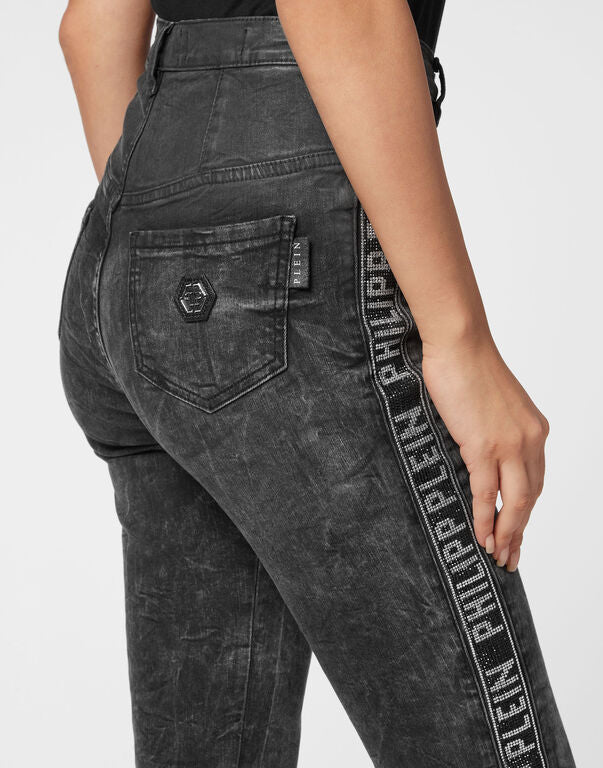 Philipp Plein｜Super High Waist Jegging Crystal Plein Women's Jeggings