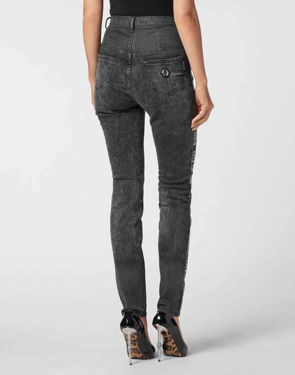 Philipp Plein｜Super High Waist Jegging Crystal Plein Women's Jeggings