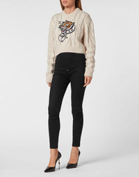 Philipp Plein｜Wool Blend Pullover Round Neck LS Tattoo Women's Sweater