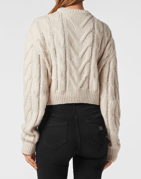 Philipp Plein｜Wool Blend Pullover Round Neck LS Tattoo Women's Sweater