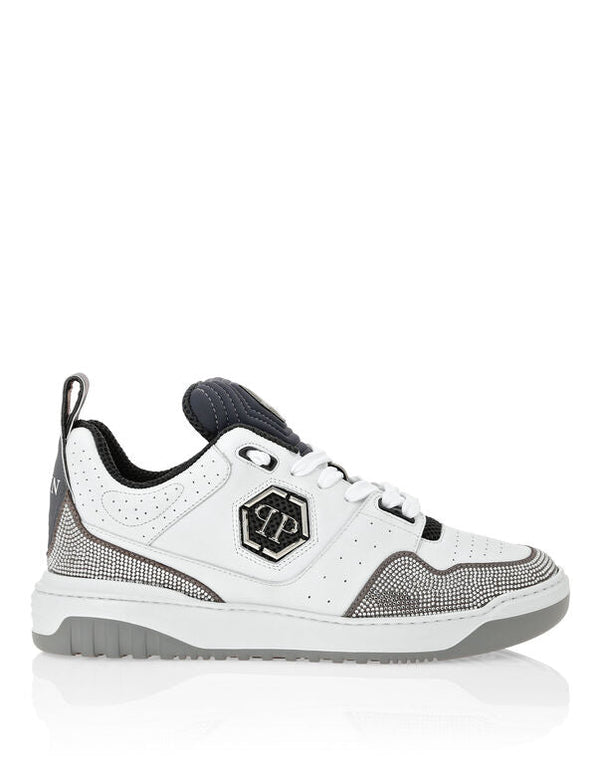 Philipp Plein｜Mix Leather Lo-Top Sneakers Crystal Men's Sneakers